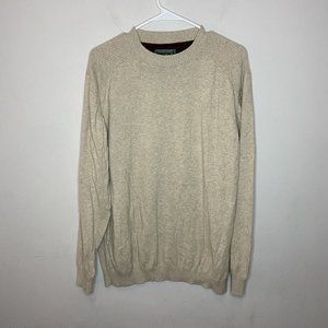 Woolrich Crewneck Sweater Men L Cream Cotton Wool Blend Knit Pullover Winter Top